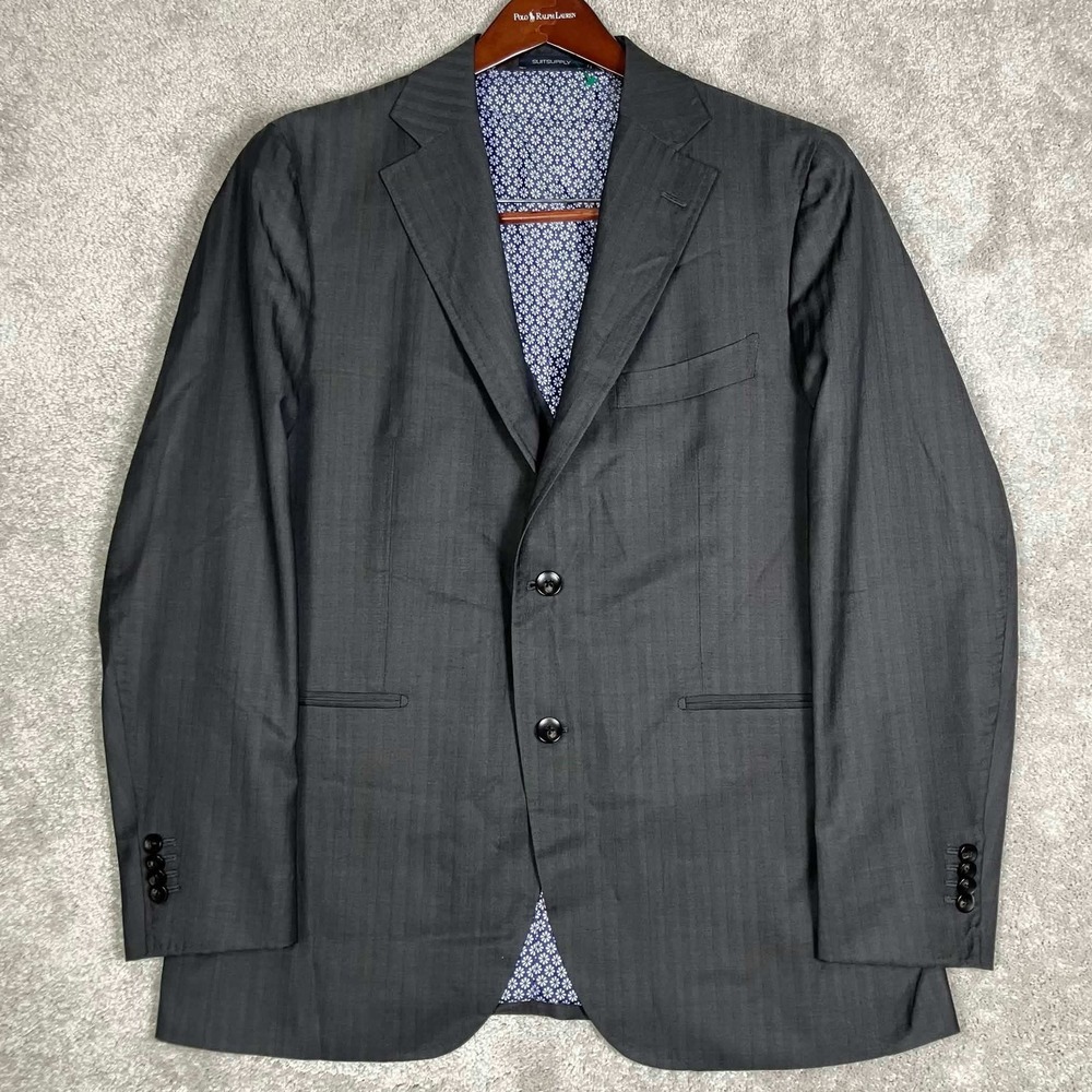 Suitsupply La Spalla Charcoal Grey Wool Silk Blazer and Vest Set Mens Size 44R